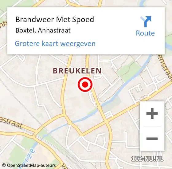 Locatie op kaart van de 112 melding: Brandweer Met Spoed Naar Boxtel, Annastraat op 20 juni 2022 13:10