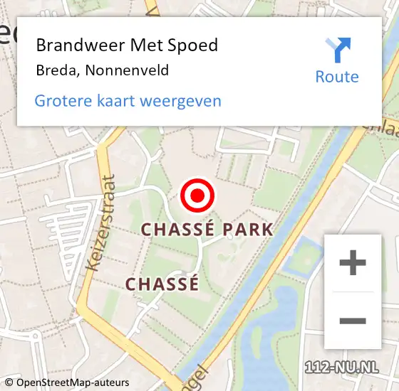 Locatie op kaart van de 112 melding: Brandweer Met Spoed Naar Breda, Nonnenveld op 20 juni 2022 14:41