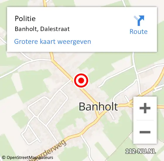 Locatie op kaart van de 112 melding: Politie Banholt, Dalestraat op 20 juni 2022 15:22