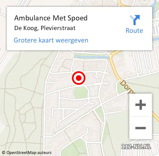 Locatie op kaart van de 112 melding: Ambulance Met Spoed Naar De Koog, Plevierstraat op 20 juni 2022 15:29