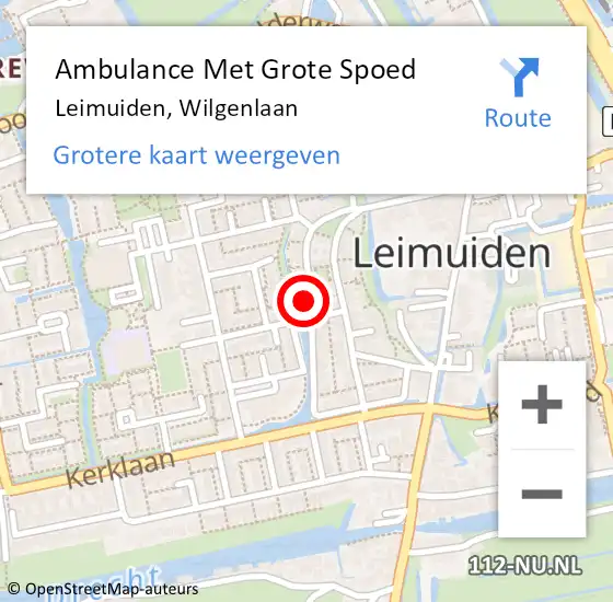 Locatie op kaart van de 112 melding: Ambulance Met Grote Spoed Naar Leimuiden, Wilgenlaan op 20 juni 2022 16:10