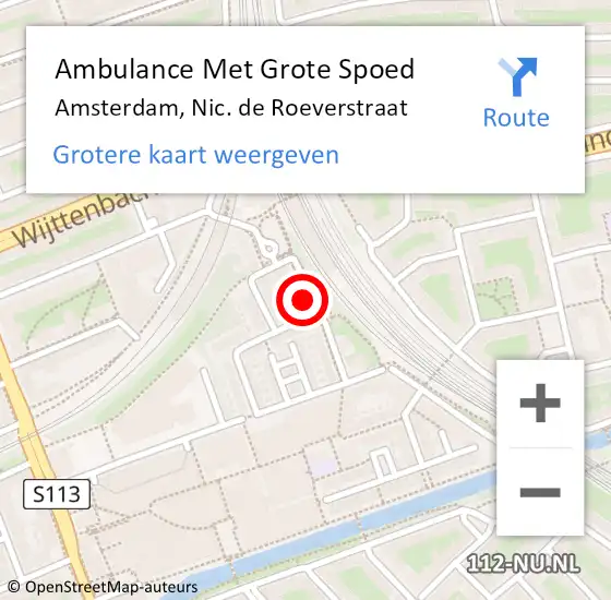 Locatie op kaart van de 112 melding: Ambulance Met Grote Spoed Naar Amsterdam, Nic. de Roeverstraat op 20 juni 2022 18:15