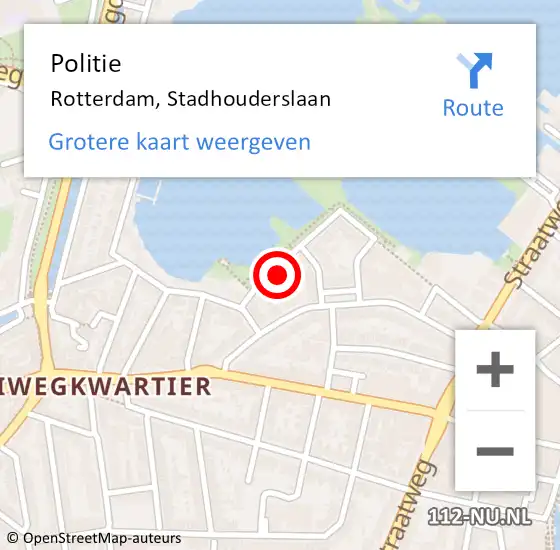 Locatie op kaart van de 112 melding: Politie Rotterdam, Stadhouderslaan op 20 juni 2022 18:24