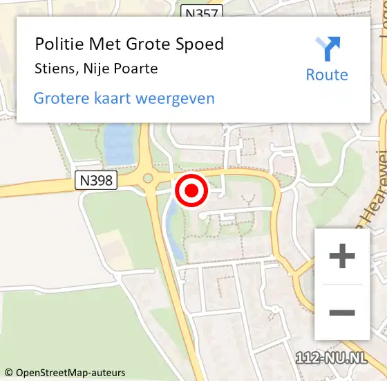 Locatie op kaart van de 112 melding: Politie Met Grote Spoed Naar Stiens, Nije Poarte op 20 juni 2022 20:20
