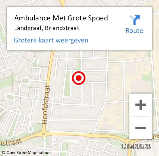 Locatie op kaart van de 112 melding: Ambulance Met Grote Spoed Naar Landgraaf, Briandstraat op 20 juni 2022 20:47