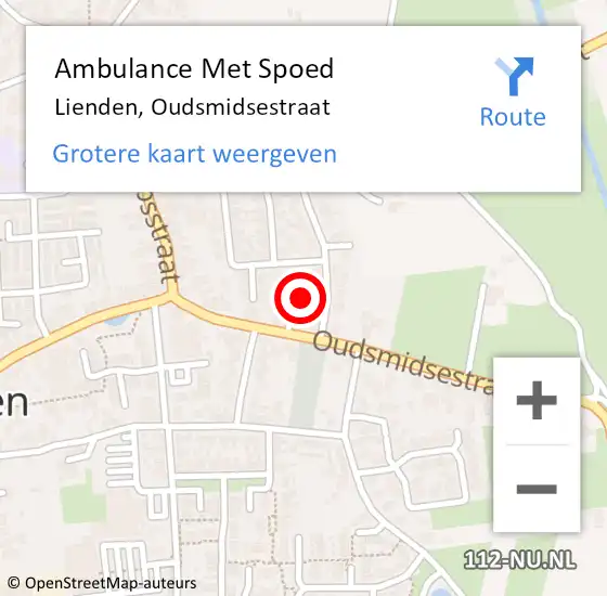 Locatie op kaart van de 112 melding: Ambulance Met Spoed Naar Lienden, Oudsmidsestraat op 20 juni 2022 22:49