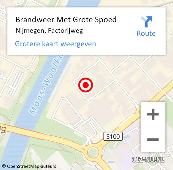 Locatie op kaart van de 112 melding: Brandweer Met Grote Spoed Naar Nijmegen, Factorijweg op 21 juni 2022 05:00