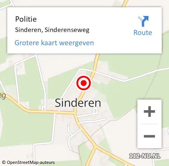 Locatie op kaart van de 112 melding: Politie Sinderen, Sinderenseweg op 21 juni 2022 06:33