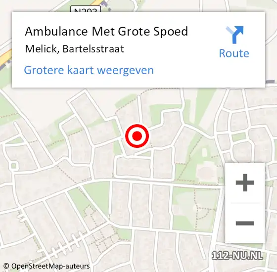 Locatie op kaart van de 112 melding: Ambulance Met Grote Spoed Naar Melick, Bartelsstraat op 21 juni 2022 06:47