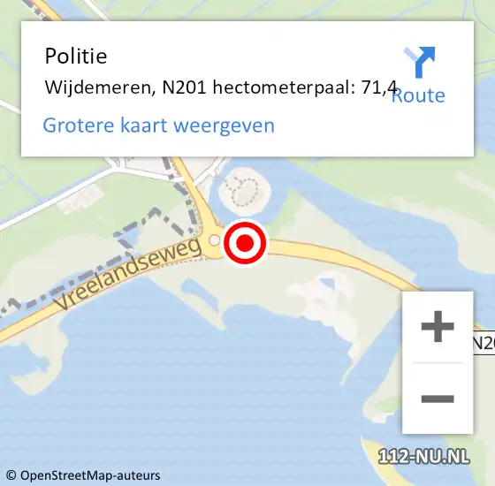 Locatie op kaart van de 112 melding: Politie Texel, N201 hectometerpaal: 71,4 op 21 juni 2022 07:44