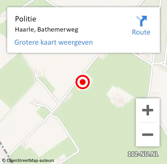 Locatie op kaart van de 112 melding: Politie Haarle, Bathemerweg op 21 juni 2022 08:00