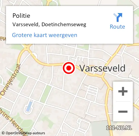 Locatie op kaart van de 112 melding: Politie Varsseveld, Doetinchemseweg op 21 juni 2022 08:04