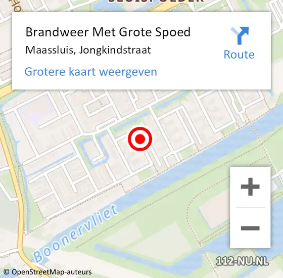 Locatie op kaart van de 112 melding: Brandweer Met Grote Spoed Naar Maassluis, Jongkindstraat op 21 juni 2022 08:25