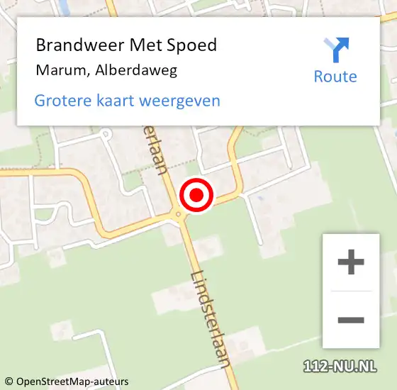 Locatie op kaart van de 112 melding: Brandweer Met Spoed Naar Marum, Alberdaweg op 21 juni 2022 09:47