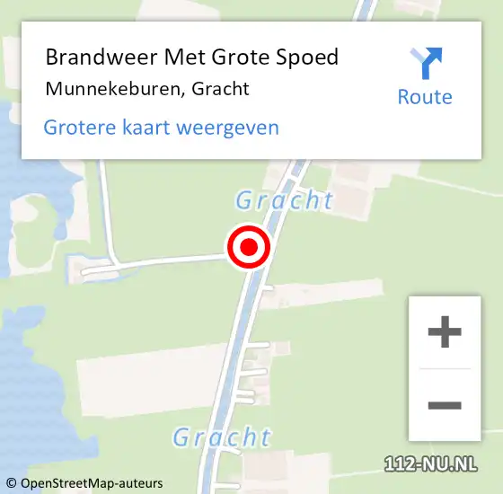 Locatie op kaart van de 112 melding: Brandweer Met Grote Spoed Naar Munnekeburen, Gracht op 21 juni 2022 09:51