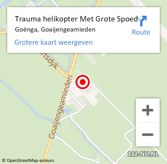 Locatie op kaart van de 112 melding: Trauma helikopter Met Grote Spoed Naar Goënga, Goaijengeamieden op 21 juni 2022 10:00