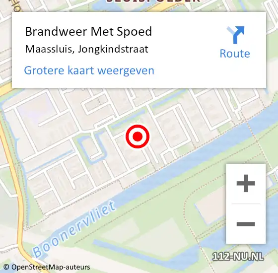 Locatie op kaart van de 112 melding: Brandweer Met Spoed Naar Maassluis, Jongkindstraat op 21 juni 2022 10:10