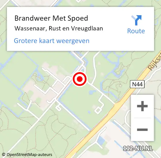 Locatie op kaart van de 112 melding: Brandweer Met Spoed Naar Wassenaar, Rust en Vreugdlaan op 21 juni 2022 17:25