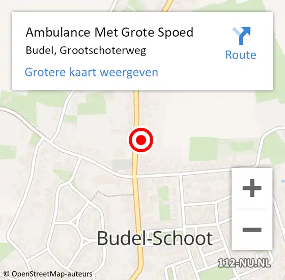 Locatie op kaart van de 112 melding: Ambulance Met Grote Spoed Naar Budel, Grootschoterweg op 21 juni 2022 18:54