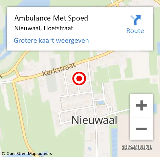Locatie op kaart van de 112 melding: Ambulance Met Spoed Naar Nieuwaal, Hoefstraat op 21 juni 2022 19:35