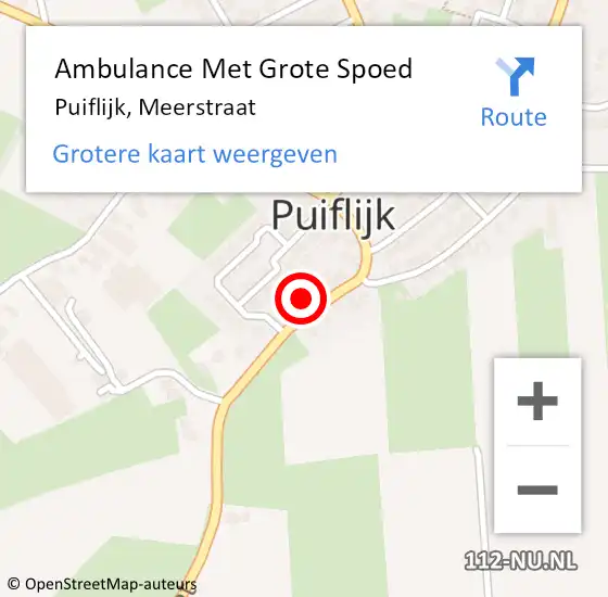 Locatie op kaart van de 112 melding: Ambulance Met Grote Spoed Naar Puiflijk, Meerstraat op 21 juni 2022 20:00