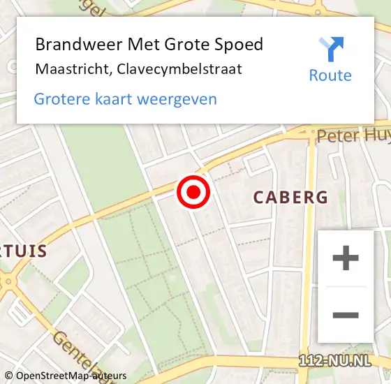 Locatie op kaart van de 112 melding: Brandweer Met Grote Spoed Naar Maastricht, Clavecymbelstraat op 21 juni 2022 20:34