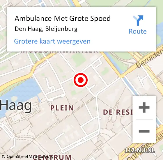 Locatie op kaart van de 112 melding: Ambulance Met Grote Spoed Naar Den Haag, Bleijenburg op 22 juni 2022 04:00