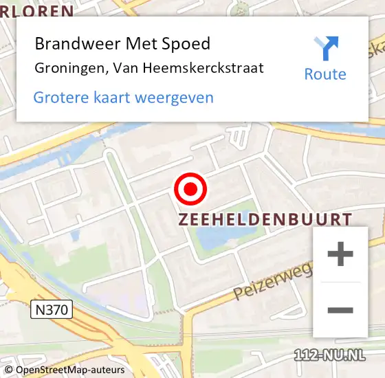 Locatie op kaart van de 112 melding: Brandweer Met Spoed Naar Groningen, Van Heemskerckstraat op 22 juni 2022 04:03
