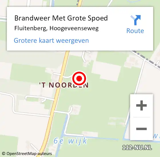 Locatie op kaart van de 112 melding: Brandweer Met Grote Spoed Naar Fluitenberg, Hoogeveenseweg op 22 juni 2022 08:28