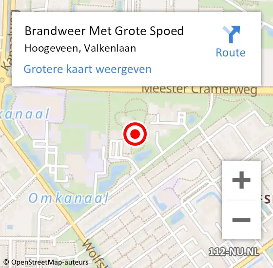 Locatie op kaart van de 112 melding: Brandweer Met Grote Spoed Naar Hoogeveen, Valkenlaan op 22 juni 2022 11:27