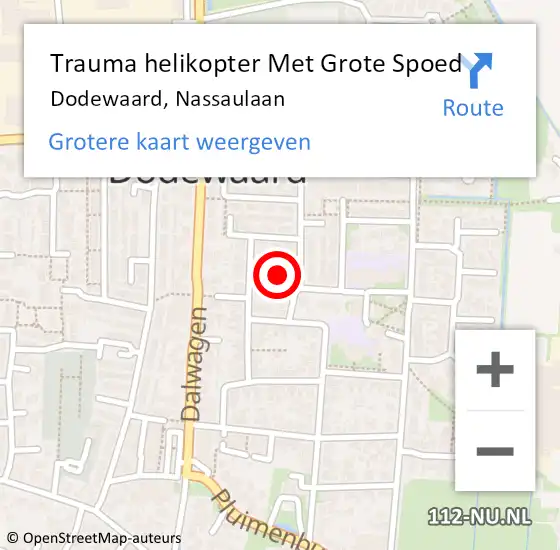 Locatie op kaart van de 112 melding: Trauma helikopter Met Grote Spoed Naar Dodewaard, Nassaulaan op 22 juni 2022 13:05