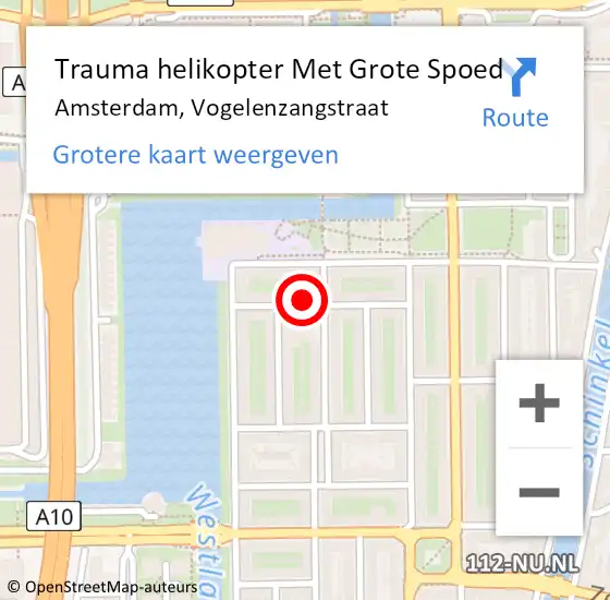 Locatie op kaart van de 112 melding: Trauma helikopter Met Grote Spoed Naar Amsterdam, Vogelenzangstraat op 22 juni 2022 13:47