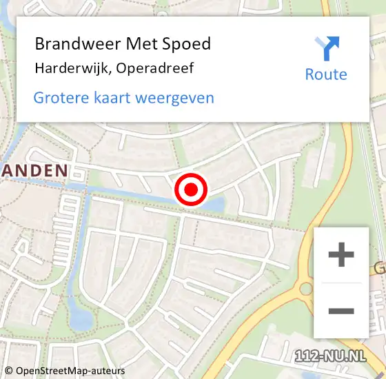 Locatie op kaart van de 112 melding: Brandweer Met Spoed Naar Harderwijk, Operadreef op 22 juni 2022 14:44