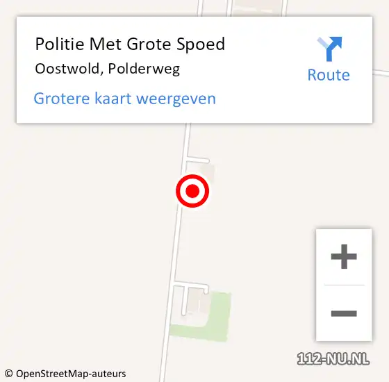 Locatie op kaart van de 112 melding: Politie Met Grote Spoed Naar Oostwold, Polderweg op 22 juni 2022 14:49