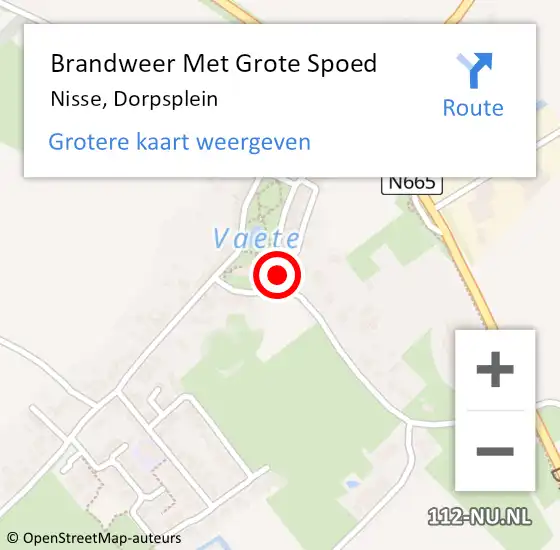 Locatie op kaart van de 112 melding: Brandweer Met Grote Spoed Naar Nisse, Dorpsplein op 22 juni 2022 15:46