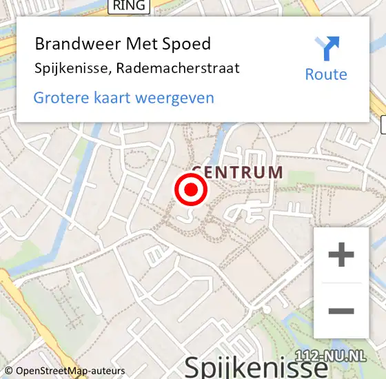 Locatie op kaart van de 112 melding: Brandweer Met Spoed Naar Spijkenisse, Rademacherstraat op 22 juni 2022 16:41