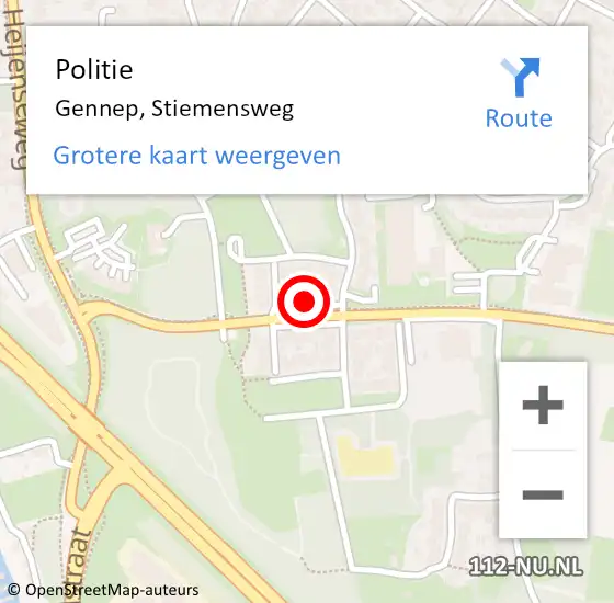 Locatie op kaart van de 112 melding: Politie Gennep, Stiemensweg op 22 juni 2022 16:43