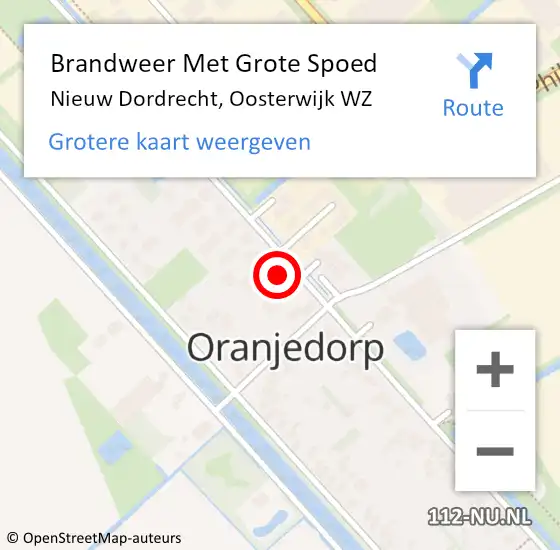 Locatie op kaart van de 112 melding: Brandweer Met Grote Spoed Naar Nieuw Dordrecht, Oosterwijk WZ op 22 juni 2022 18:16