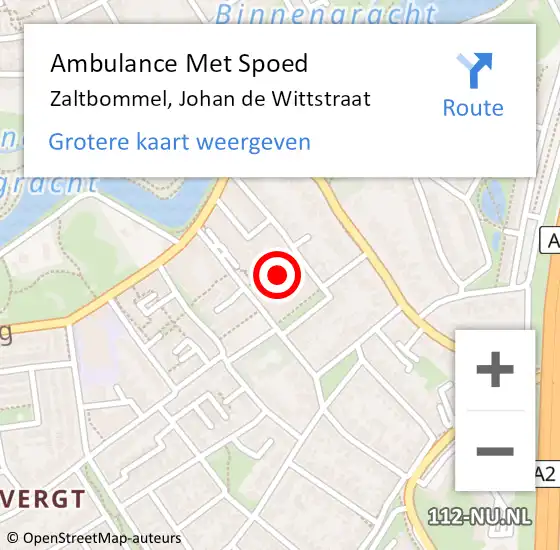 Locatie op kaart van de 112 melding: Ambulance Met Spoed Naar Zaltbommel, Johan de Wittstraat op 22 juni 2022 19:45