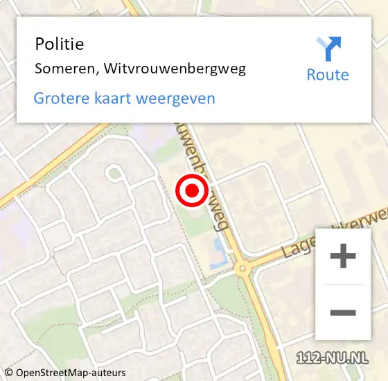 Locatie op kaart van de 112 melding: Politie Someren, Witvrouwenbergweg op 22 juni 2022 19:58