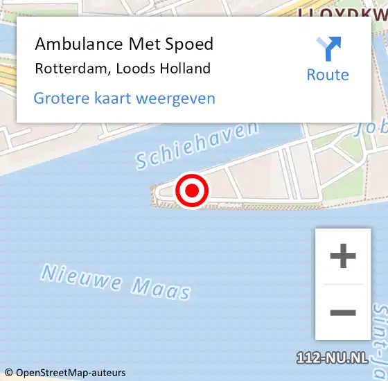 Locatie op kaart van de 112 melding: Ambulance Met Spoed Naar Rotterdam, Loods Holland op 23 juni 2022 07:47