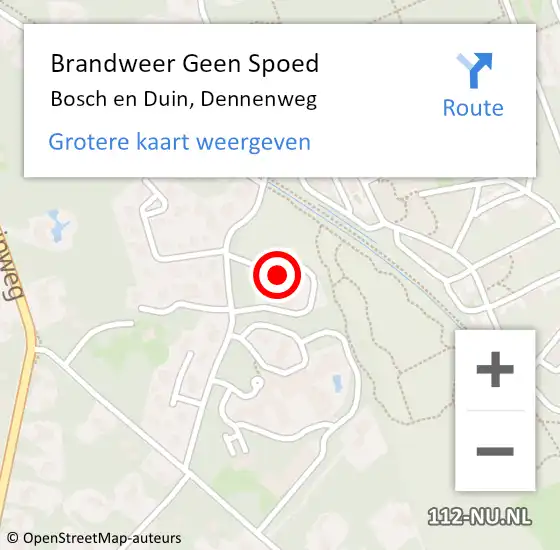 Locatie op kaart van de 112 melding: Brandweer Geen Spoed Naar Bosch en Duin, Dennenweg op 23 juni 2022 08:57
