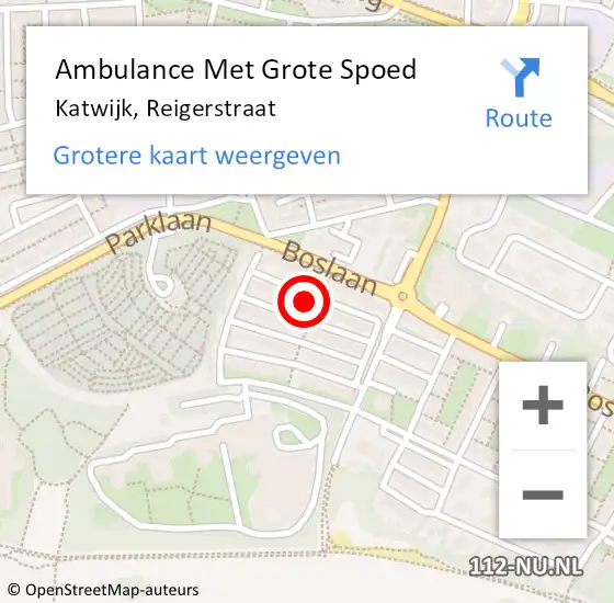 Locatie op kaart van de 112 melding: Ambulance Met Grote Spoed Naar Katwijk, Reigerstraat op 23 juni 2022 09:21