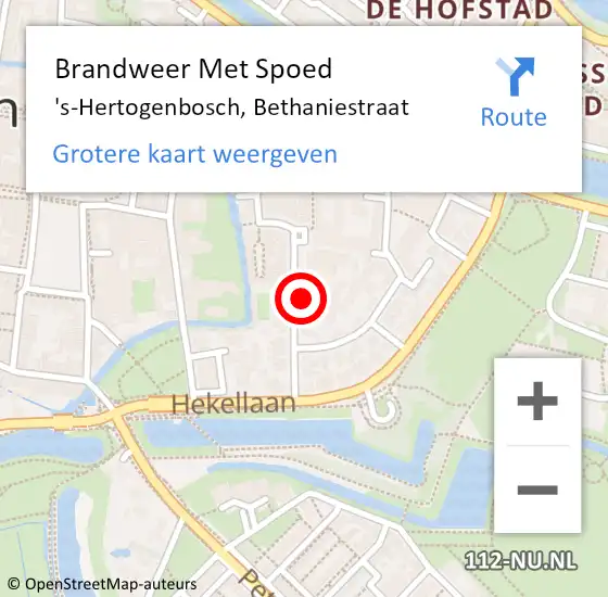 Locatie op kaart van de 112 melding: Brandweer Met Spoed Naar 's-Hertogenbosch, Bethaniestraat op 23 juni 2022 10:00