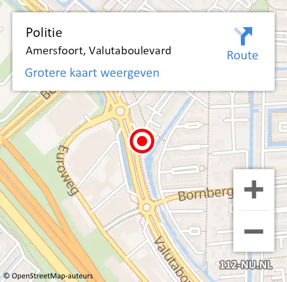 Locatie op kaart van de 112 melding: Politie Amersfoort, Valutaboulevard op 23 juni 2022 10:59