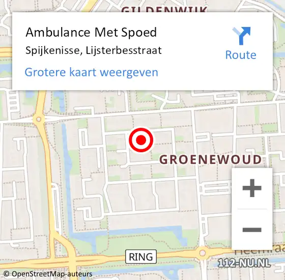 Locatie op kaart van de 112 melding: Ambulance Met Spoed Naar Spijkenisse, Lijsterbesstraat op 23 juni 2022 13:31
