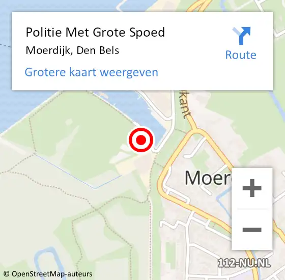 Locatie op kaart van de 112 melding: Politie Met Grote Spoed Naar Moerdijk, Den Bels op 23 juni 2022 13:48