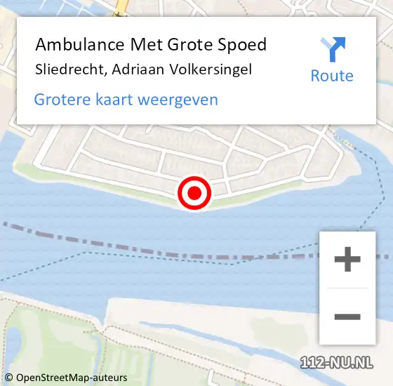 Locatie op kaart van de 112 melding: Ambulance Met Grote Spoed Naar Sliedrecht, Adriaan Volkersingel op 23 juni 2022 14:07