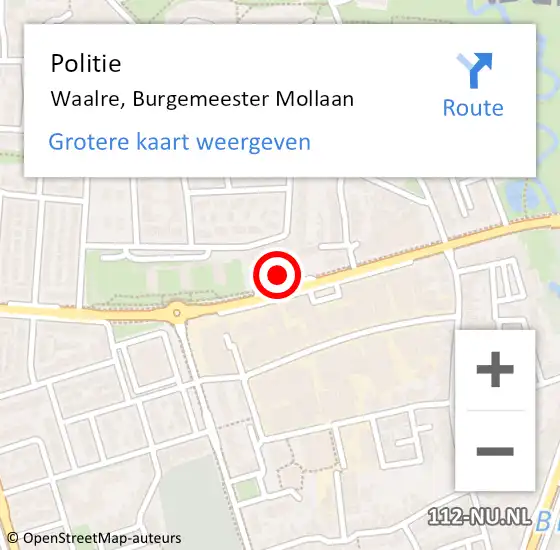 Locatie op kaart van de 112 melding: Politie Waalre, Burgemeester Mollaan op 23 juni 2022 16:52