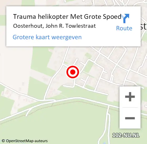 Locatie op kaart van de 112 melding: Trauma helikopter Met Grote Spoed Naar Oosterhout, John R. Towlestraat op 23 juni 2022 16:52